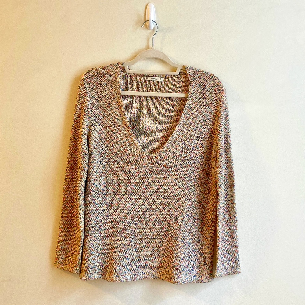 ZARA Multicolored Oversized Boho Sweater Y2K Comfy Fun Cottagecore Size S